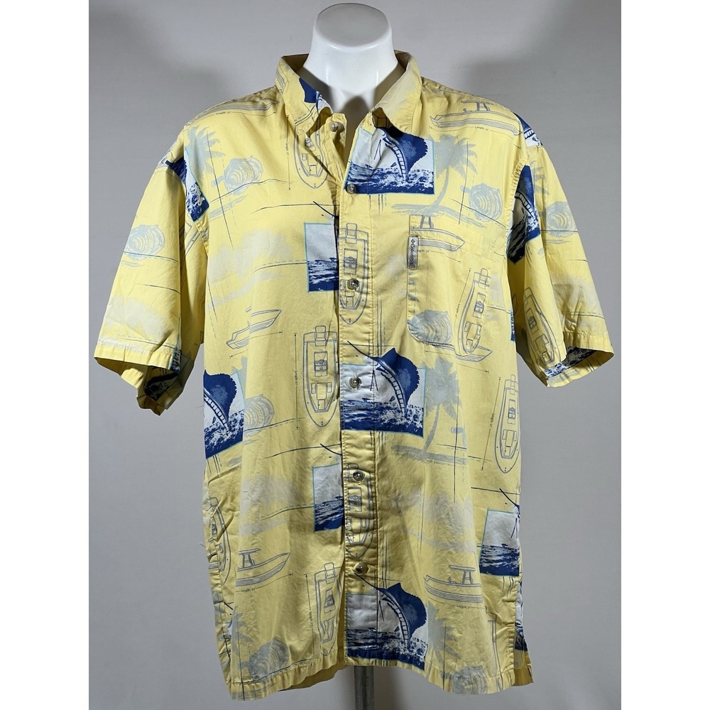 Columbia PFG Billfish Print Shirt Men's XL Nautical Short Sleeve
